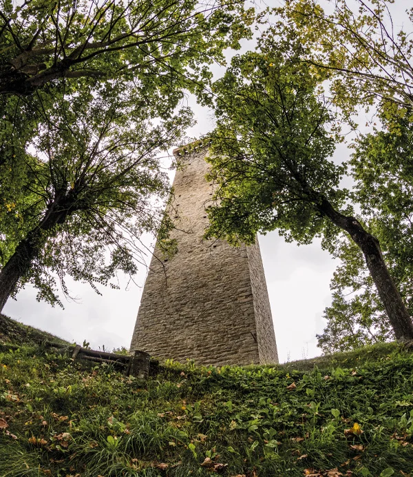 The medieval tower of Murazzano, 33 metres of 13th-century stone